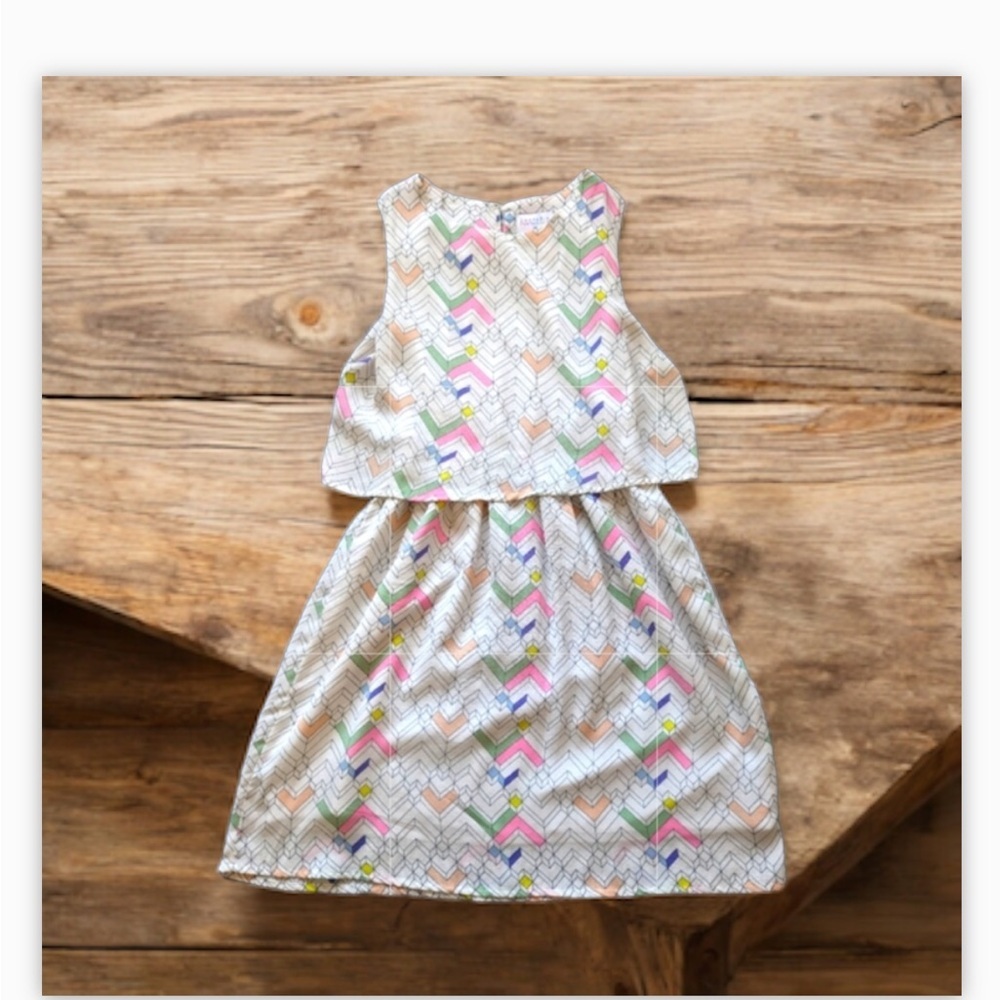 ModCloth Compania Fantastica Chevron Tiered Mini Dress M EUC Pop Art Abstract